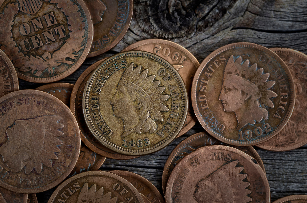 Antique Indian Head cents with rich patina — Coin Buyers in Abilene.